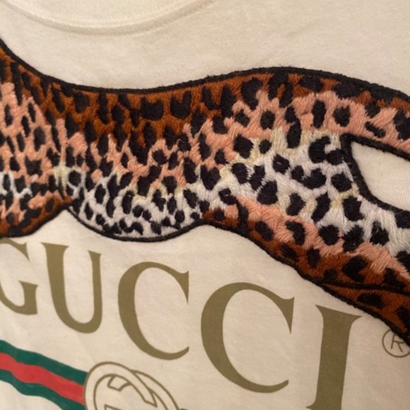 SOLD Gucci Logo Leopard Appliqué Men’s XL T-shirt - Picture 7 of 9